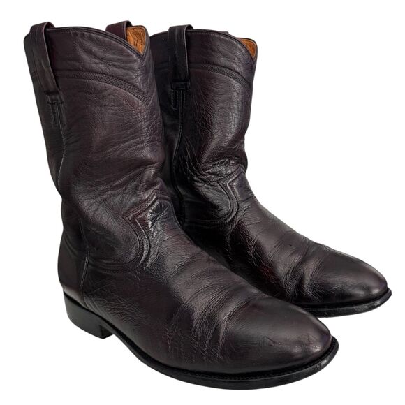 Vintage Gavel Allen Goat Roper Cowboy Boots Black Cherry Handmade Mens 12E main image 9